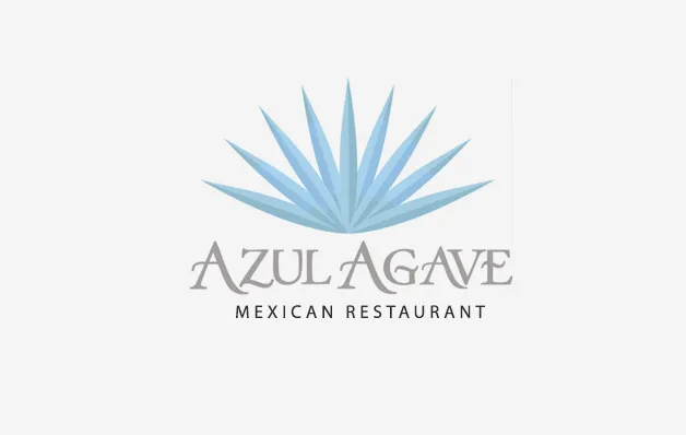 Blue agave plant logo with the words Azul Agave Mexican Restaurant.